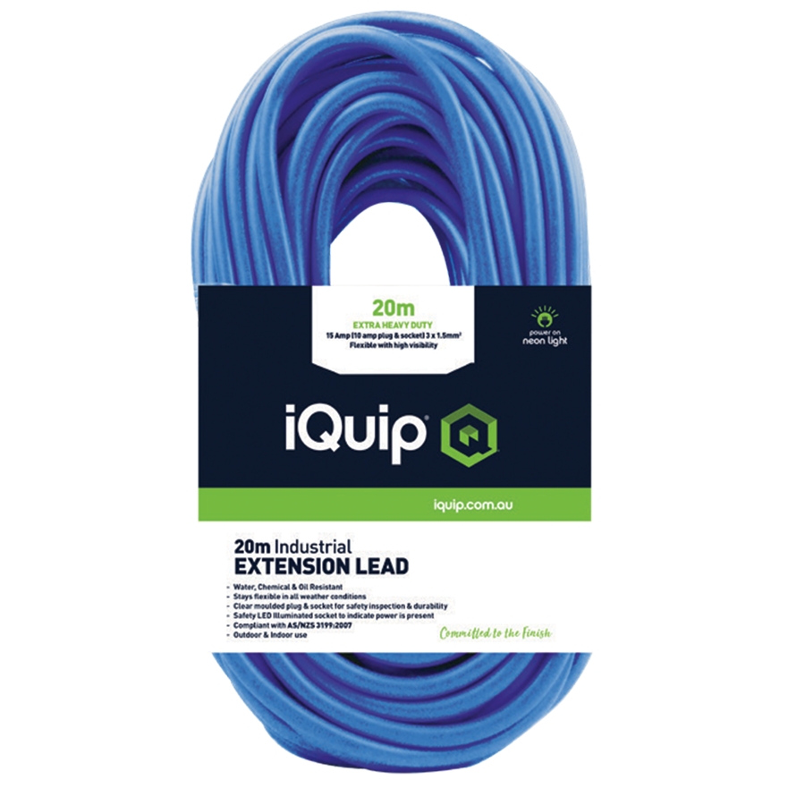 iQuip Extension Lead 20m 15Amp with10Amp Illuminated Plugs